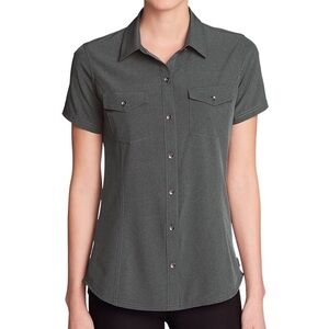Eddie Bauer Womens Departure UPF 50+ Sweat Wicking Button Down Shirt Top XL